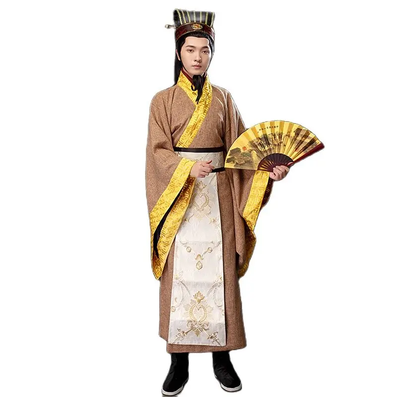 cosplay hanfu men ancient chinese businessman General army adviser teacher Young master traditional embroidery Linen |