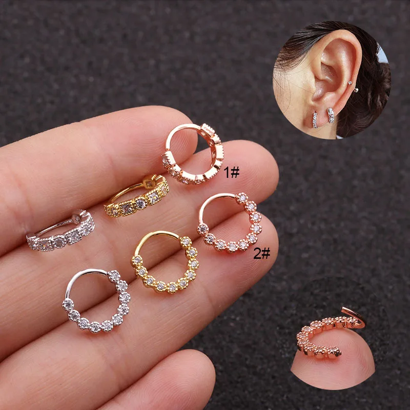 

1pc Open Cz Hoop Nose Septum Ring Rhinestone Flower Earrring Cartilage Helix Daith Piercing Body Jewelry