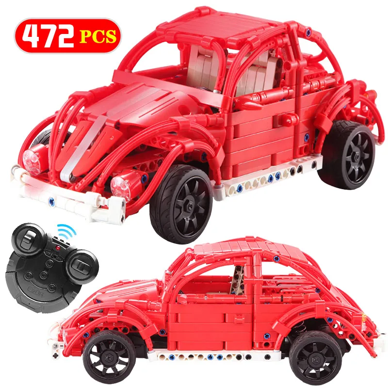 

472pcs Red Beetle Car Model Building Blocks legoingly Technic RC Car DIY Creator Remote Control Bricks Toys For Children Gifts