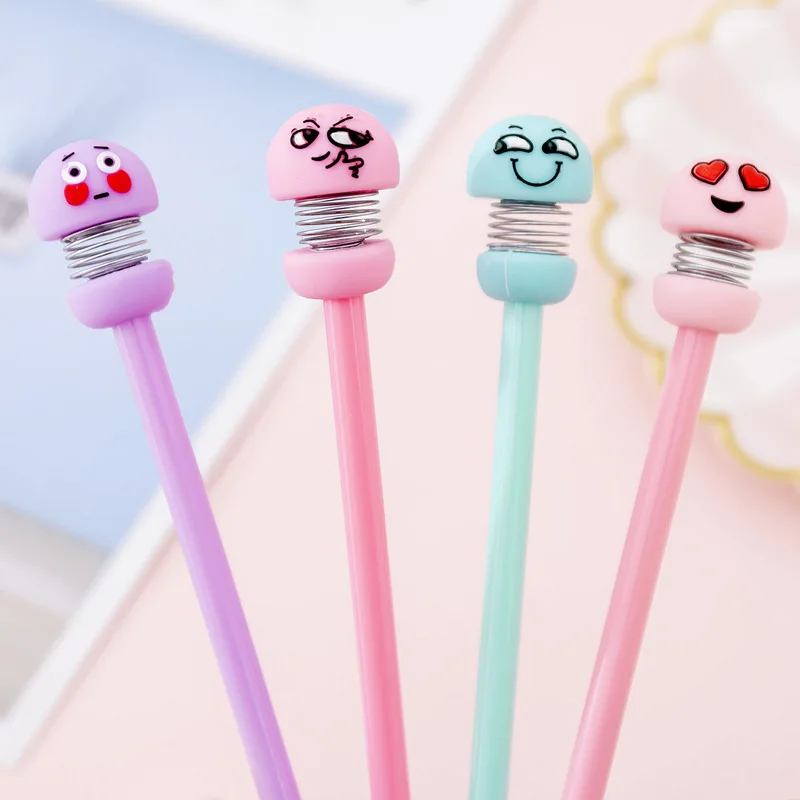 

Creative Spring Doll Gel pen Cute Emoji 0.38 mm black ink Signature pen Office school writing supplies Stationery Gift