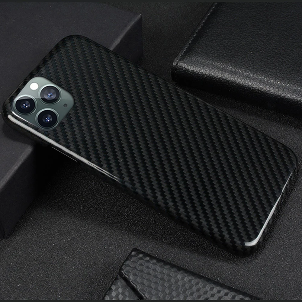 Чехол из настоящего углеродного волокна для iPhone 11 Pro Max XS XR, матовый глянцевый Гибридный Тонкий чехол из настоящего углеродного волокна с полным покрытием - Цвет: Glossy Black