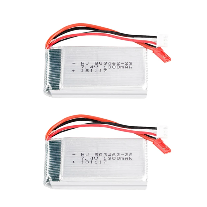 Batterie Lipo 7.4V 1300mAh 2S 25C pour Drone Avion RC - Lot de 2