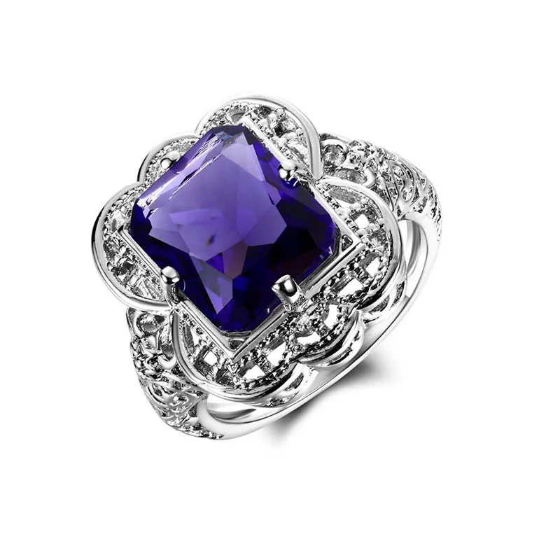 Bague Ringen обручальное кольцо для женщин, Трендовое серебро 925, ювелирное изделие, геометрический сапфир, аметист, аквамарин, цитрин, 10*12 мм, драгоценные камни