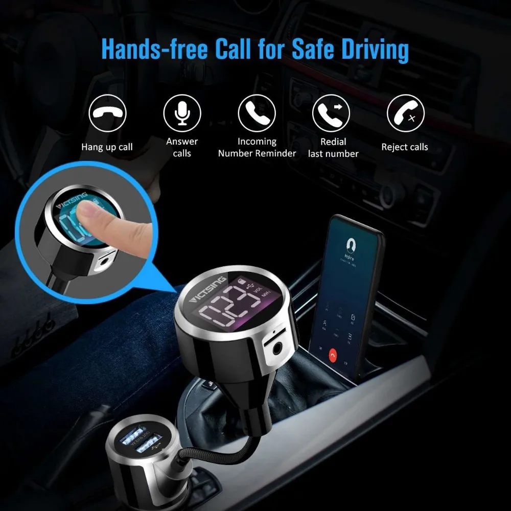 VicTsing Bluetooth fm передатчик безручные звонки автомобильное беспроводное стерео