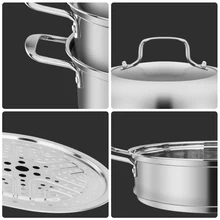 Утолщенная трехуровневая многофункциональная Пароварка из нержавеющей стали Кастрюля со спуском пара кухонная посуда