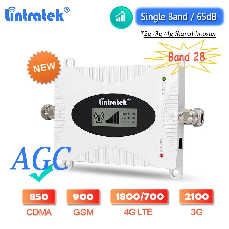 2021 New Upgraded Lintratek AGC 4G Signal Booster LTE B28 700 DCS 1800 WCDMA 2100 GSM 900 Cellphone Amplifier Cellular Repeater