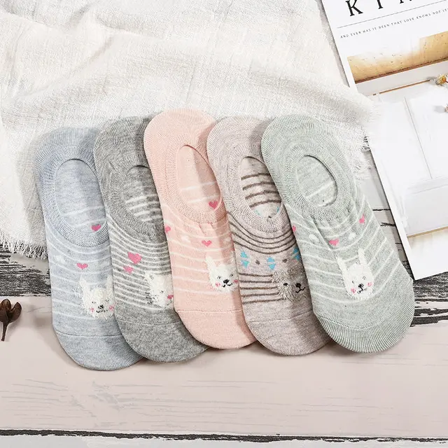 27 Style 10 Piece=5 Pairs/Lot Cute Harajuku Animal Women Socks Set Funny Spring Cat Dog Rabbit Panda Low Cut Short Sock Happy 6