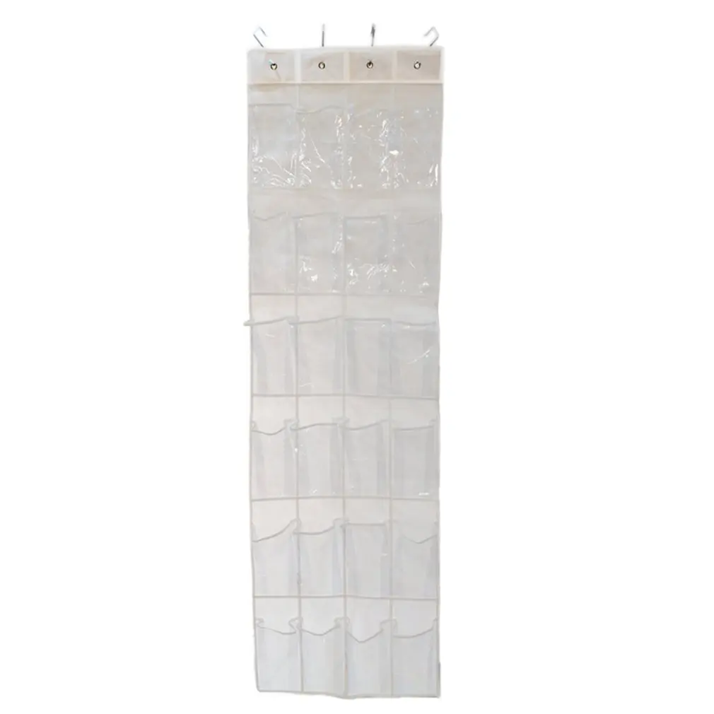 

4 Hook 24 Grid Transparent Door Storage Bag Hanging Bag Non-Woven Six-Layer Shoe Storage Bag Pvc Storage Bag