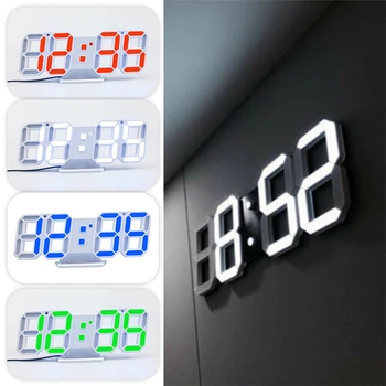 

Modern Digital 3D White LED Wall Clock Alarm Clock Snooze 12/24 Hour Display