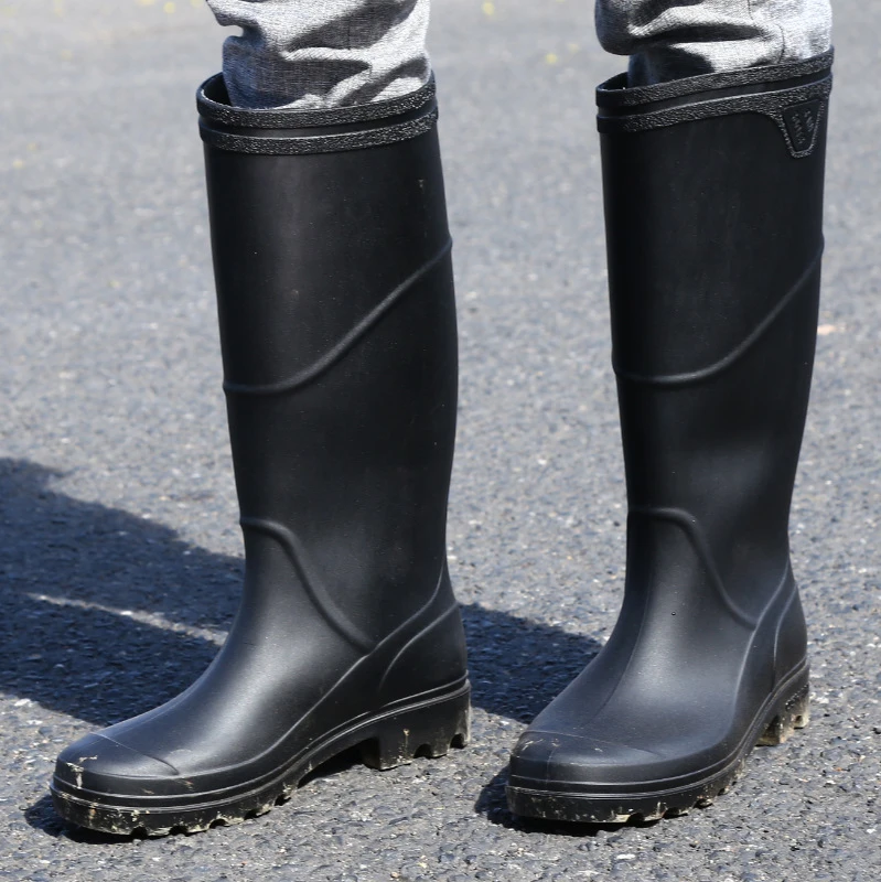 Botas de agua impermeables para zapatos de tacón bajo de goma de PVC, antideslizantes, media caña, de buena calidad| - AliExpress