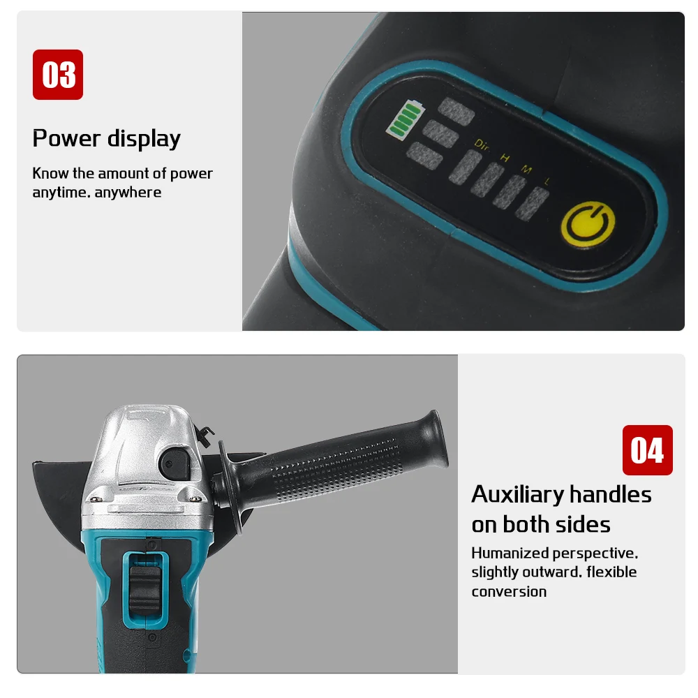 Drillpro 125MM Brushless Electric Angle Grinder 4 Speed Cutting Machine Power Tool +Lithium-Ion Battery For Makita 18V Battery best pressure washer for home use