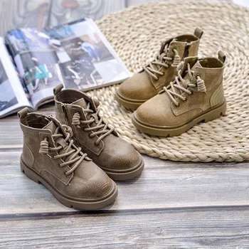 

NEW 2019 Kids Martin Boots Classic Ankle Boots Children Leather Warm Thicken Boots Boys Outdoor Winter Antislip Casual Shoes