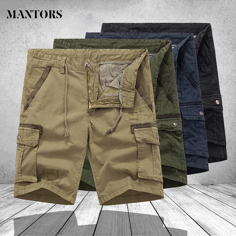 Pantalones cortos de algodón con múltiples bolsillos para hombre, pantalón de chándal holgado e informal, de talla grande, para verano
