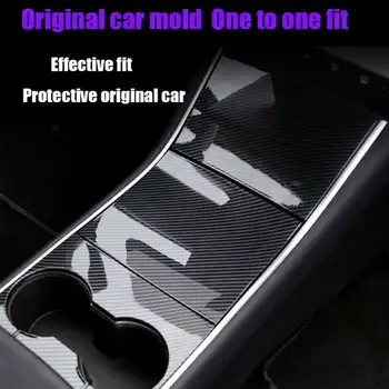 

Car Interior Centre Console Panel Decoration Cover Mouldings Carbon Fiber Style Sticker Trim For Tesla Model 3