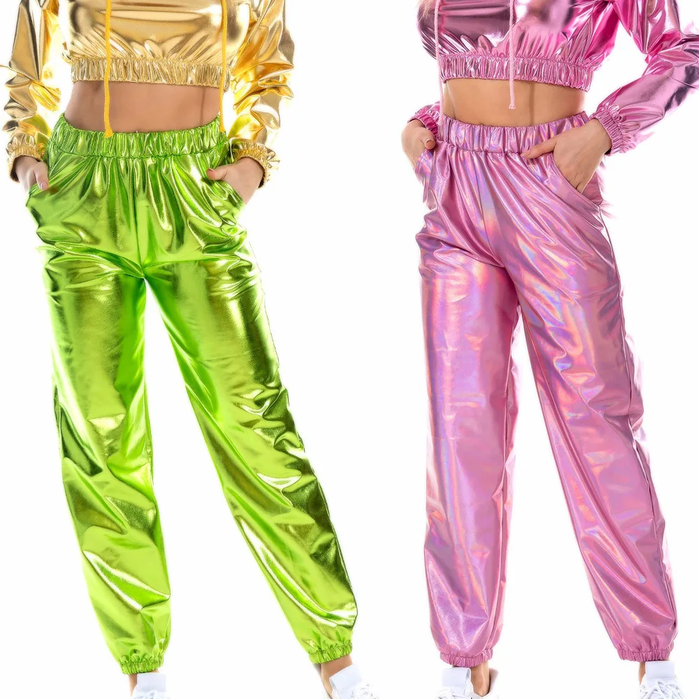pole dance rave clothes holographic pants hip hop dance pants women