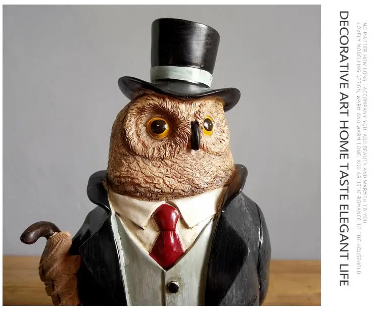 American Resin Gentleman Deer Fox Owl Ornaments Home Livingroom Furnishings Crafts Clothing Store Cafe Club Figurines Decoration