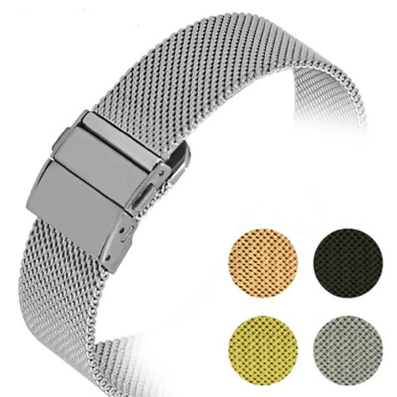 

Universal Stainless Steel Watchband 16mm 18mm 20mm 22mm Universal Watch Band Braid Milanese Watch Strap 4 Colors Avaliable