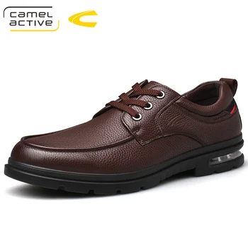 

Winter 2020 low top lace up plush soft sole real leather shoes business dress leather shoes men's block casual shoes