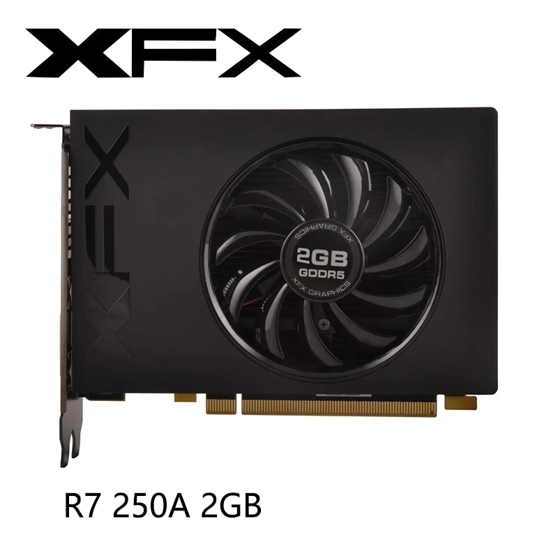 Used XFX Radeon R7 250A 2GB Video Cards GPU For AMD Radeon R7250A GDDR5 128bit Graphics Screen Cards Desktop Computer good video card for gaming pc