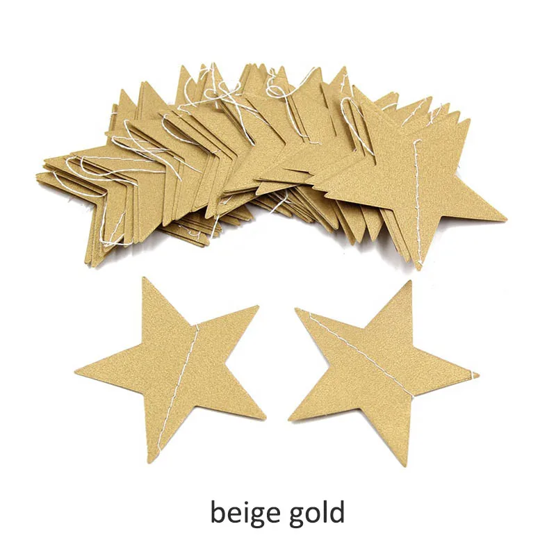 beige gold Дерево Рождественский Декор Бумажная гирлянда занавеска гирлянды 4 м бумага со звездами струнные подвесные украшения для вечеринки с днем рождения Аксессуары - Цвет: beige gold