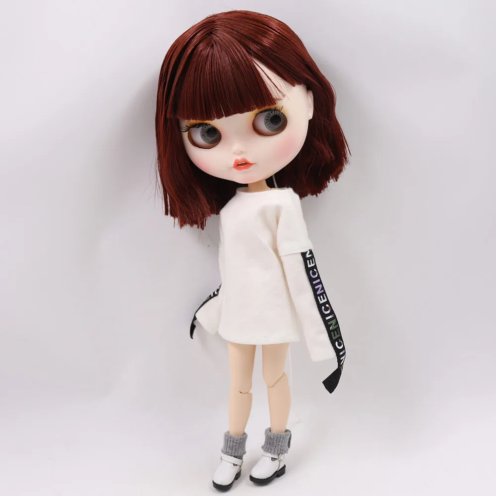 Ледяной обнаженный Blyth кукла No. BL0362 темно-красные волосы резные губы пупырчатая рот матовые индивидуальные лица соединение тела 1/6 bjd
