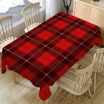 

Table Cover Tablecloth Red Checks Cotton Linen Table-Covers for Kitchen Decroation Pinic Dining Christmas Party