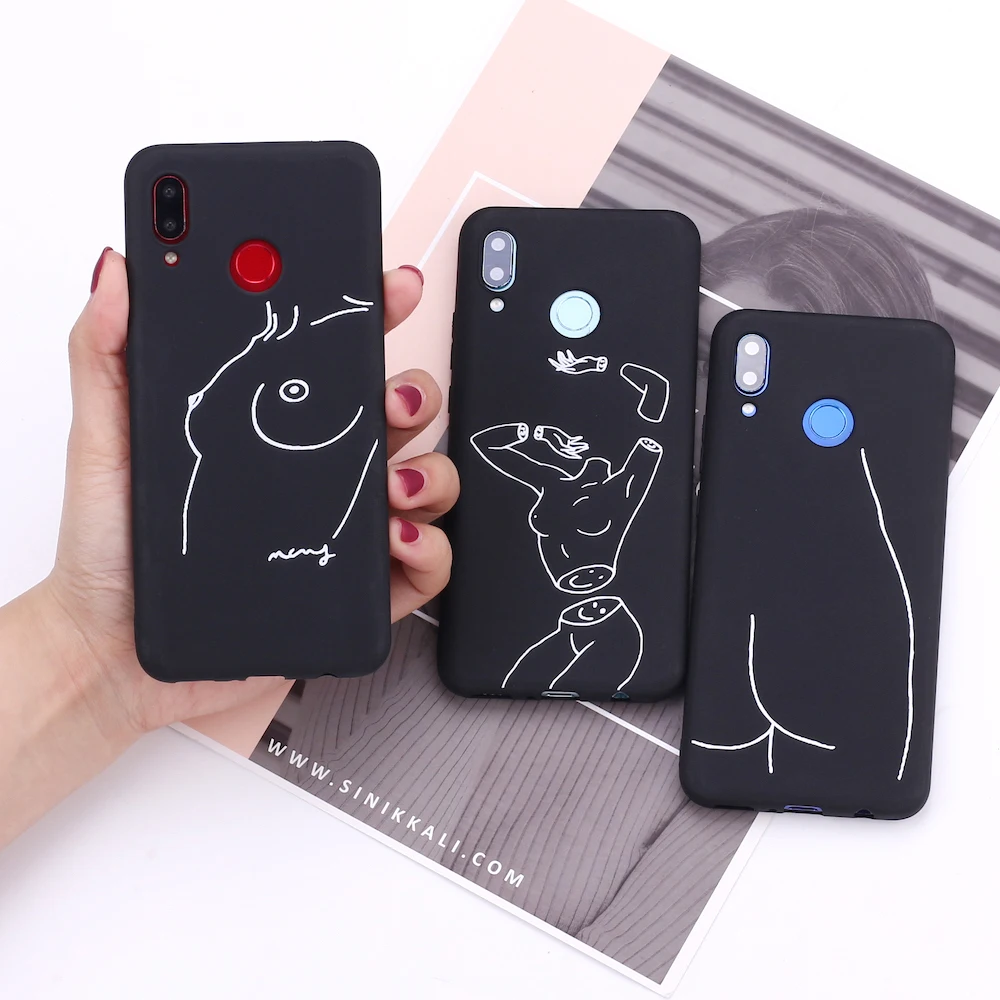 For Samsung S8 S9 S10 S10e S20 Plus Note 8 9 10 A7 A8 Lover Art Line Sexy Harajuku Aesthetics Silicone Phone Case Cover Fundas | Мобильные