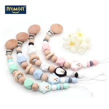 Детская Соска-пустышка в виде животных из кремнезема, пищевая игрушка в виде пингвина, пустышка, держатель для пустышки, зажим для пустышки