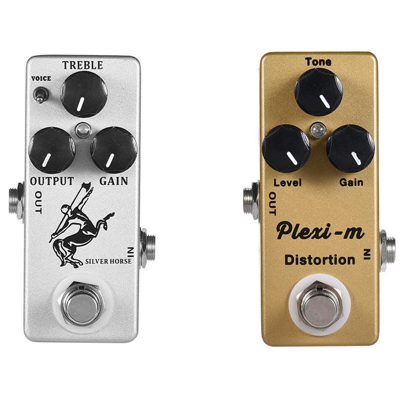 MOSKY 2 Pcs Horse Guitar Effect Pedal Overdrive Full Metal Shell Bypass Parts Silver &amp Gold | Спорт и развлечения
