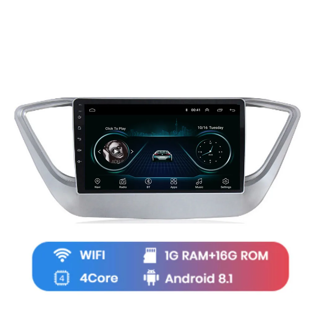 4G LTE Android 8,1 для HYUNDAI Solaris Verna Мультимедиа стерео автомобильный dvd-плеер навигация gps радио - Цвет: WIFI (1G 16G)