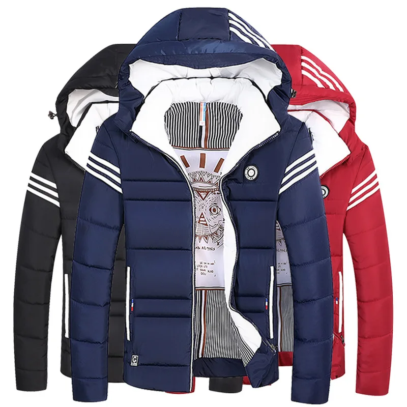 

Men Winter Thick Short Coat Youth Warm Cotton Jacket Single-breasted Casual Thick Warm Hooded Jacket