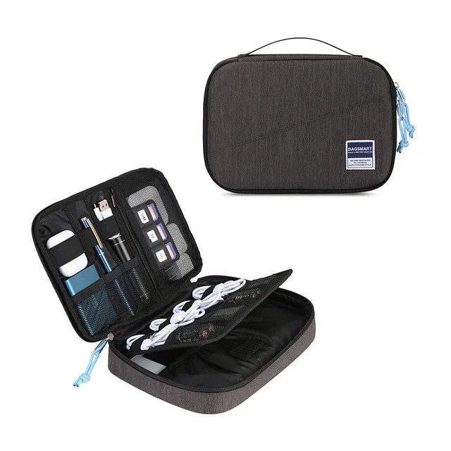 Черный BAGSMART органайзер для электроники двухслойный дорожный кабель Шнур органайзера Органайзер сумка аксессуар органайзер сумка для хранения для 7,9" - Цвет: Черный