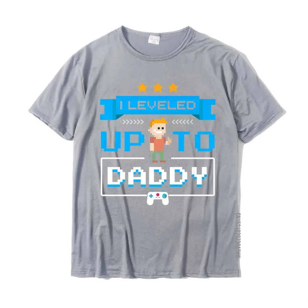 Street Short Sleeve Tops Shirts Labor Day Round Neck Pure Cotton Boy T-shirts Group Street Top T-shirts Hip Hop Mens Dad Gamer T-Shirt Leveled Up To Daddy Pregnancy Announcement__MZ18187 grey