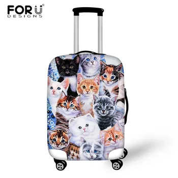 

FORUDESIGNS Cute Cat Dog Printing Luggage Protector Cover for 18-32 Trunk Suitcase Elastic Dustproof Travel Accessories S M L XL