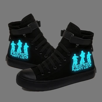 

Luminous Stranger Things Printed Sneakers Canvas Shoes For Men Women Teenagers Casual Shoes Breathable Students Flat Shoes