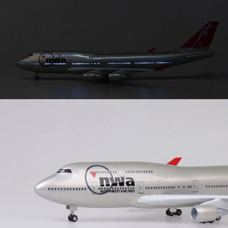 Модель самолета B747 из смолы модель с светильник кой и звуком 44 см 1: 150 |