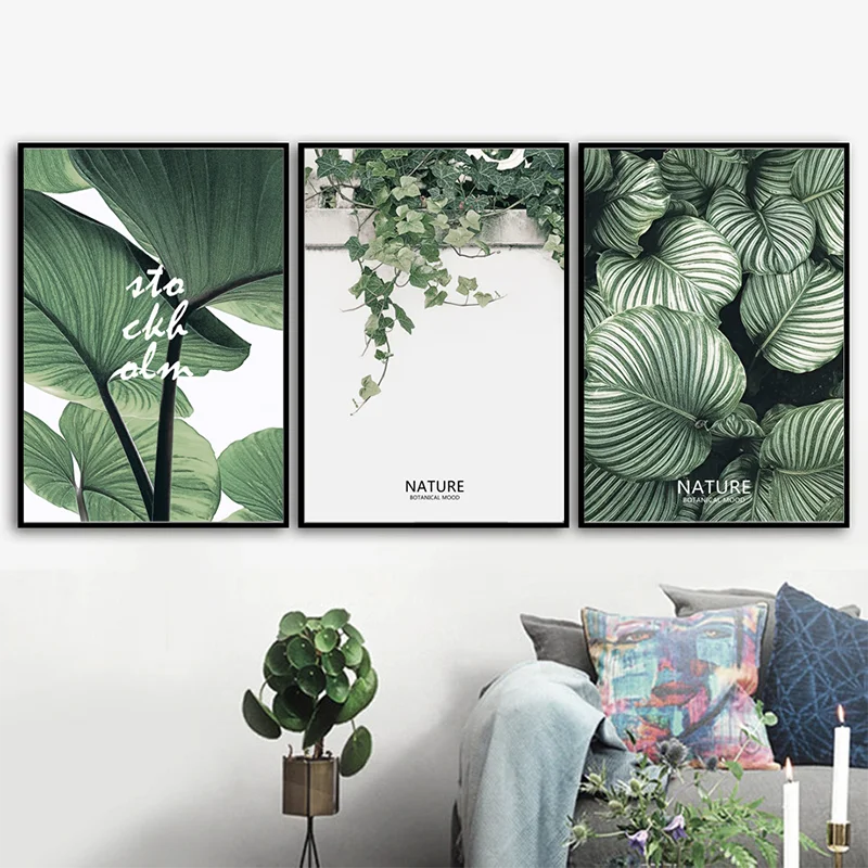 

Nordic Posters And Prints Watercolor Tropical Green Leafs Wall Art Canvas Painting Wall Pictures For Living Room Bedroom Decor