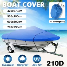 11 22FT Zware Blue Boot Cover 210D Waterdicht Anti Uv Ski Speedboot Trailerable V Hull Jacht Outdoor Protector Canvas