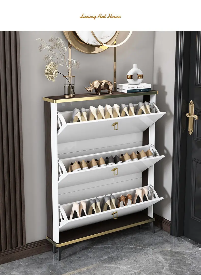 Living Room Household Furniture Ultra-thin Shoe Cabinets Dormitory Hallway Porch Shoe Shelf Small Apartment Hotel Storage Rack