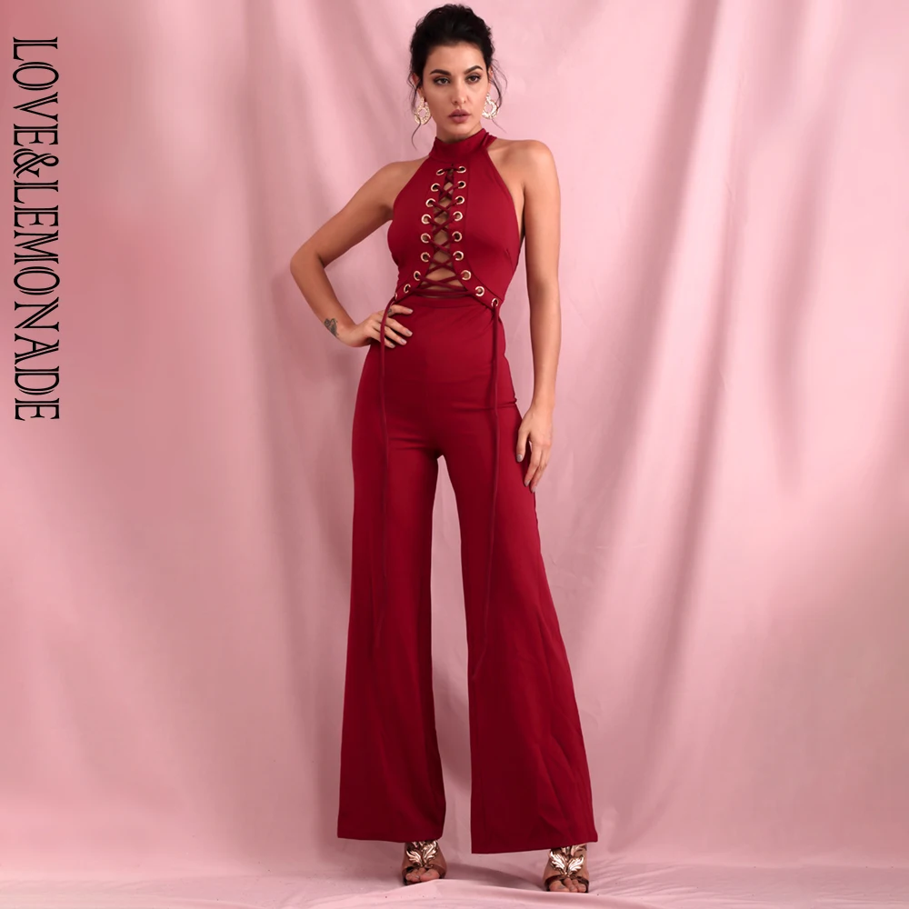 deep red jumpsuit