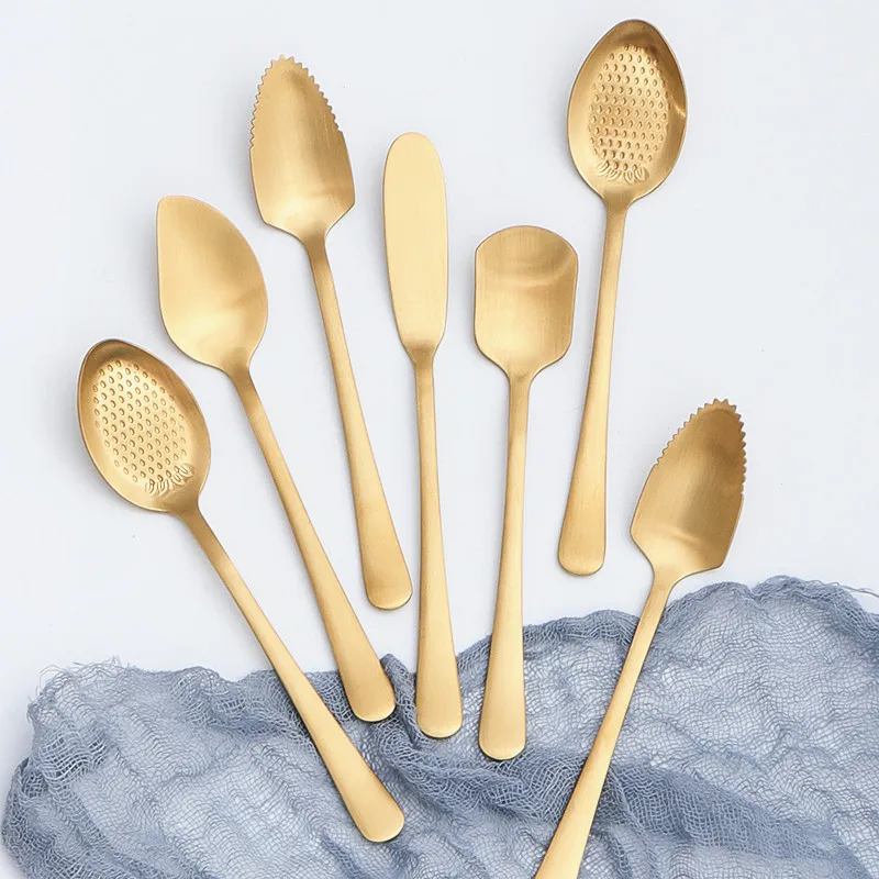 5pcs/lot Creative Stainless Steel Butter Knife Pulp Spoon Dessert Spoon Ice Cream Spoon Strawberry Spoon Creative Packing