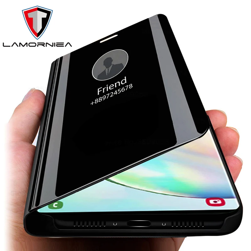 Зеркальный чехол Lamorniea для samsung galaxy S20 s10 s9 s8 plus подставка из искусственной кожи note 8
