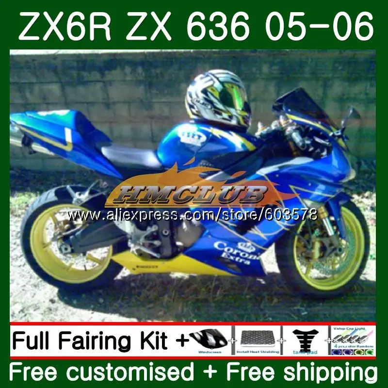 Средства ухода за кожей для KAWASAKI NINJA ZX-636 ZX 6R 600CC ZX636 2005 2006 33CL. 57 ZX6R 05 06 ZX600 ZX 636 6 R ZX-6R 05 06 CORONA Голубой обтекатель