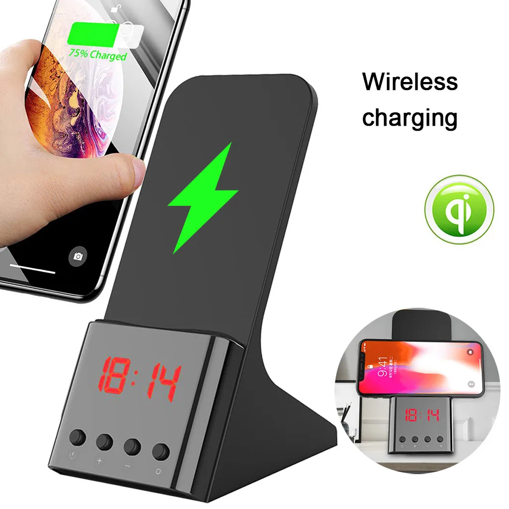 

CARPRIE 2019 Fashion 15W Clock Fast Wireless Charger Certical Desktop Stand For IPhone Samsung 3 In 1 Aug20