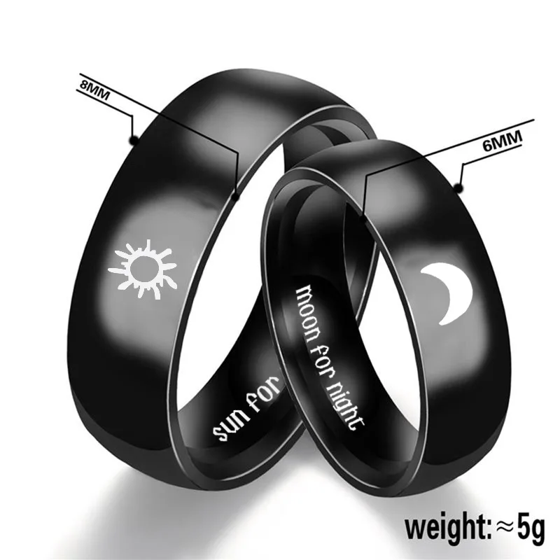 AsJerlya Stainless Steel Couple Rings Sun For Morning Moon For Night Ring For Women Men Couples Ring Jewelry Accessories кольцо 2