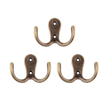 

10pcs 2-Pronged Coat Hooks Wall-mounted 2 Hole Towel Hanger for Coats Hats Clothing(Black)