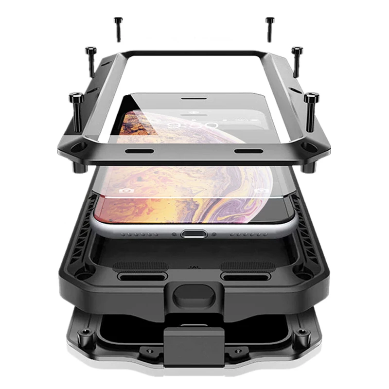 Luxury Shockproof Doom Armor Waterproof Metal Aluminum Phone Cases For iPhone X XR XS Max 8 7 6 6s Plus 5s SE 4 4s Case Cover Luxury Shockproof Doom Armor Waterproof Metal Aluminum Phone Cases For iPhone X XR XS Max 8 7 6 6s Plus 5s SE 4 4s Case Cover