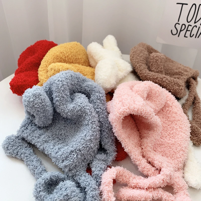 Baby Hat Cute Winter Baby Hats Bear Ear Warm Plush Baby Boys Girls Cap Beanie Solid Color Toddler Kids Earflap Bonnet Cap For Newborn