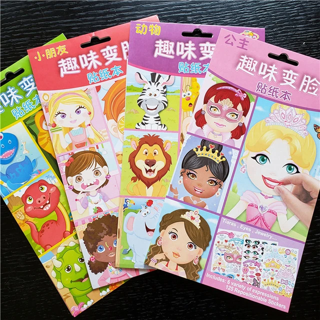 36 Pieces Sticker Sheet, Sticker Packs Kids, Princess Stickers for Kids,  Make a Face Stickers Sheets, Make Your Own Sticker, Party Game Stickers DIY