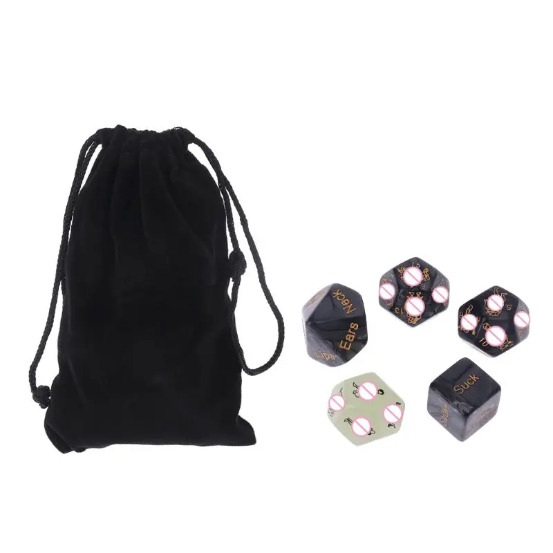 

5 Pcs Dice Luminous D6 D10 D12 Nightclub Bars Entertainment Tools Adult Couples Flirting Toys Erotic Patterns English Letters